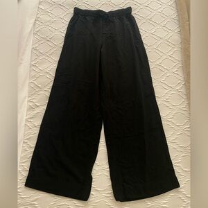 Gap - Cotton Linen Blend High Rise Drawstring Wide Leg Pant in Black - Size S